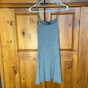 Forever 21 Black and Gray Striped Flowy Skaters Dress